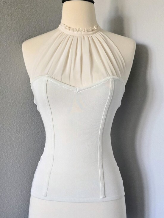 bebe Tops - bebe Ivory Sweetheart Neck Halter Going Out Top Vintage Y2K 2000s Small